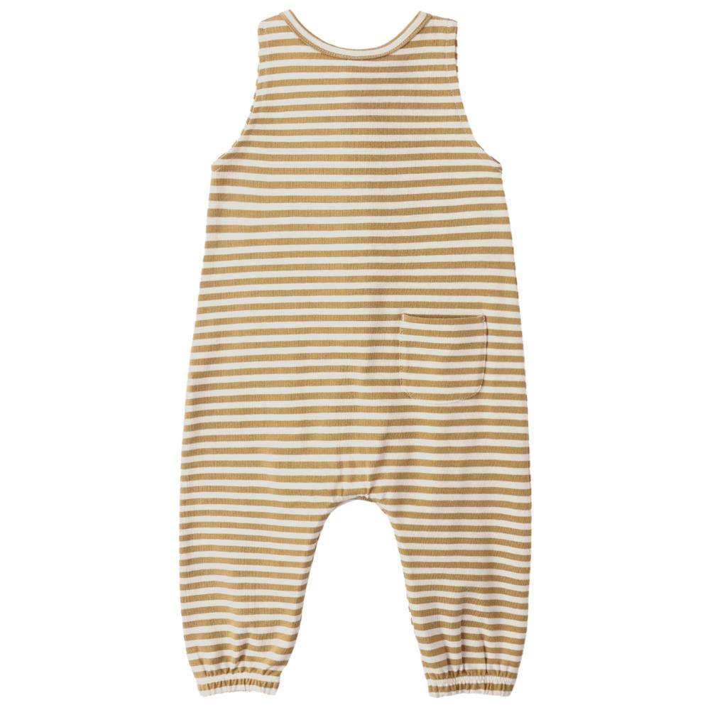 Quincy Mae Organic Tank Romper, Honey Stripe