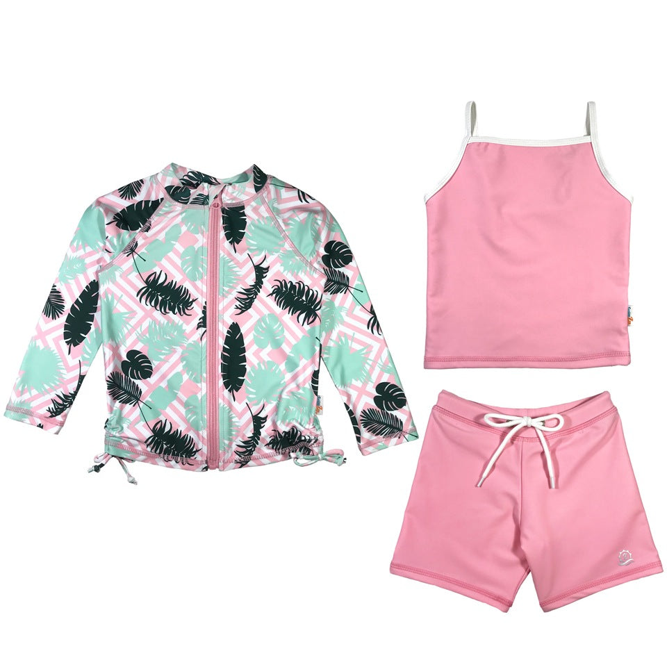 SwimZip UPF 50+ toddler girl rash guard set