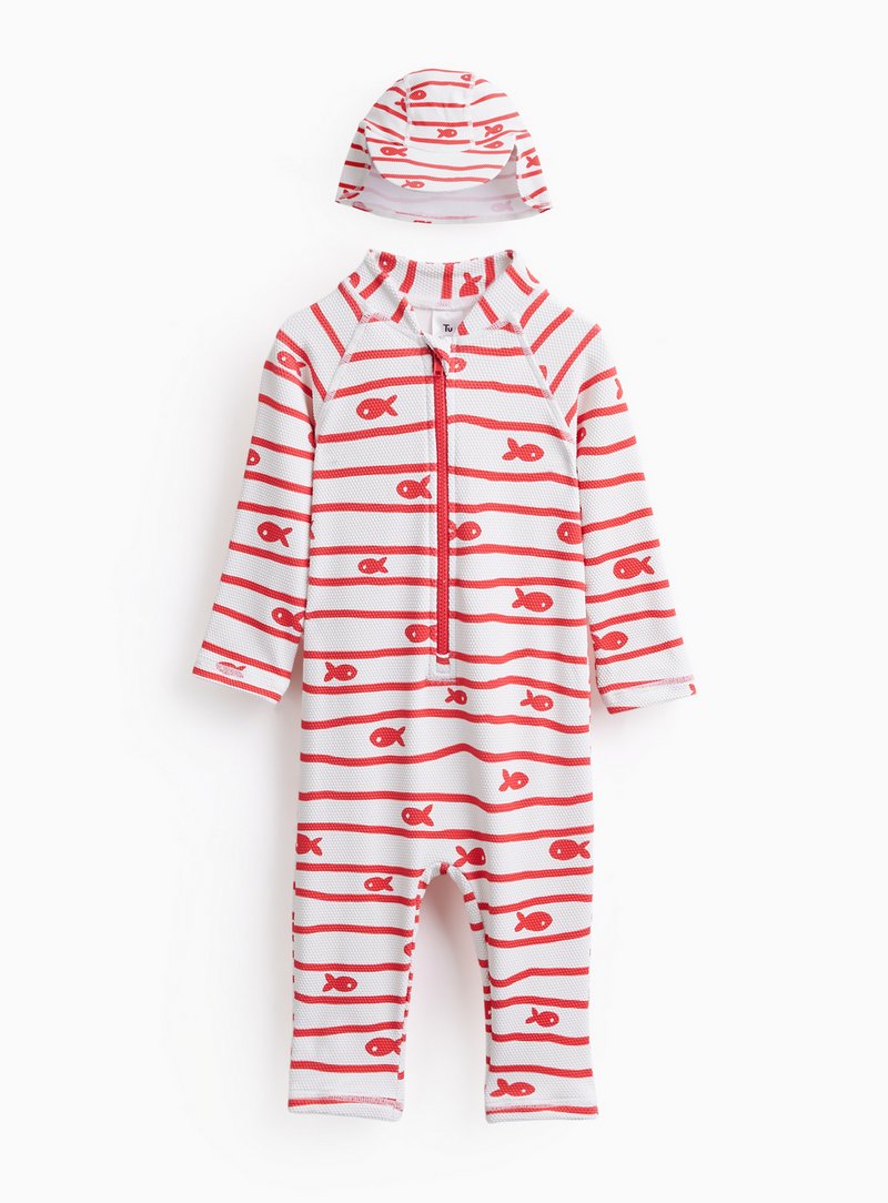 Tu Sardine Print Sun Suit and Keppie Hat Set